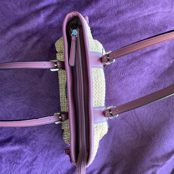 Straw Shoulder Bag Tote, Pink Stix - Picture 4 of 9